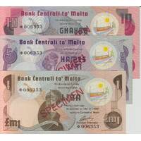 1978 Malta Three Note Specimen Set Pick Cs1 Unc