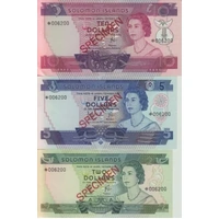 1978 Solomon Islands Three Note Specimen Set Pick Cs1 Unc