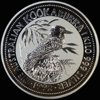 1992 Silver Kilogram Coin Kookaburra
