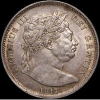 1817 Silver Half Crown George III S#3788 good EF