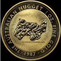 1987 Gold One Ounce Gold Nugget Coin Welcome Stranger