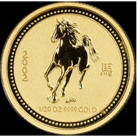 2002 Gold Lunar Twentieth Ounce Specimen Coin Horse