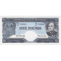 1960 Five Pound Coombs/Wilson R50 Uncirculated TD10 Last Prefix - Ex RBA Archives