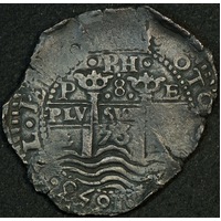 Bolivia 1653 Silver 8 Reales Ex Gilt Dragon shipwreck KM# 21 Very Fine