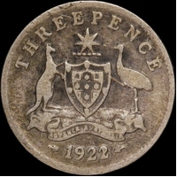 1922/21 Overdate Threepence PCGS VG08