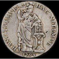 Netherlands (Utrecht) 1794 Silver 3 Guilder 31.86G Delm# 1150 about VF