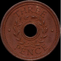 1942 Threepence Internment Token good VF