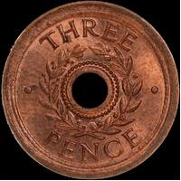 1942 Threepence Internment Token Choice Unc (MS 63RD)