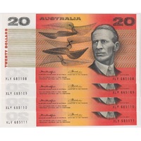 1976 $20 Note Run of 4 Gothic Centre Knight/Wheeler R406A about Unc