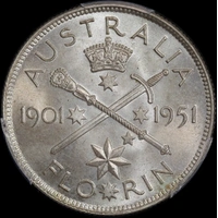 1951 Florin Federation Jubilee Choice Unc (PCGS MS64)