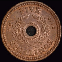 1942 Five Shilling Internment Token Choice Unc (MS 63RB)