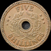 1942 Five Shilling Internment Token Extremely Fine