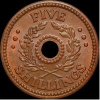 1942 Five Shilling Internment Token Uncirculated