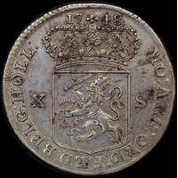 Netherlands (Utrecht) 1748 Silver 10 Stuivers KM# 110 Extremely Fine