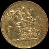1887 Gold Two Pounds Victoria S#3865 Extremely Fine
