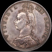 1887 Silver Half Crown Victoria S#3924 about Unc