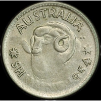 1954 Shilling Struck Through Grease Error good EF