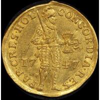 Netherlands (Holland) 1747 Gold Ducat KM# 12.2 good EF