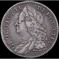 1757 Silver Sixpence George II S#3711 Very Fine
