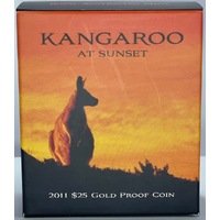 2011 $25 Gold Proof Coin Kangaroo at Sunset