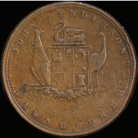 1874 J Henderson Copper One Penny Token A# 216 about VF