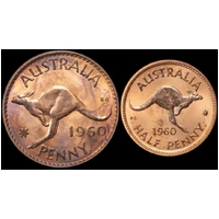 1960 Perth Proof Pair Penny and Halfpenny about FDC