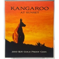 2010 $25 Gold Proof Coin Kangaroo At Sunset