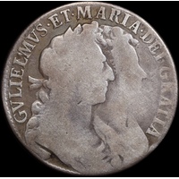 1689 Silver Half Crown William And Mary S#3434 Very Good