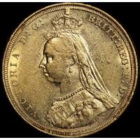 1887 Sydney Jubilee Head Sovereign about EF
