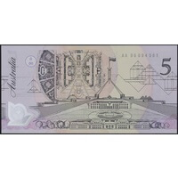 1992 $5 Note Fraser/Cole Pale Green Serials R214i Uncirculated