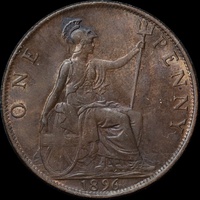 1896 Copper Penny Victoria S#3961 Unc (MS62RB)