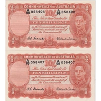 1952 Ten Shilling Pair Coombs/Wilson R15 Uncirculated