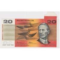 1985 $20 Note Gothic Serials Side Thread Johnston/Fraser Flap Error R409B Extremely Fine