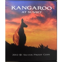 2012 Silver 1 Dollar Proof Coin Kangaroo at Sunset
