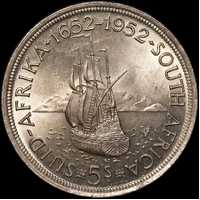 South Africa 1952 Silver 5 Shillings KM#41 Uncirculated
