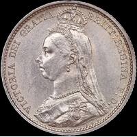 1887 Silver Sixpence Victoria S#3929 Choice Uncirculated