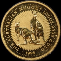 1998 Gold 1/20 ozt Kangaroo Nugget Specimen Coin