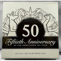 2019 50 Cent Fine Silver Proof Coin 50th Anniversary Dodecagon