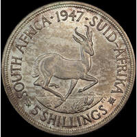 South Africa 1947 Silver 5 Shillings KM#31 Uncirculated