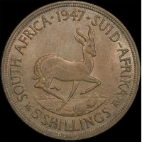 South Africa 1947 Silver 5 Shillings KM#31 Uncirculated