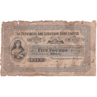 Provincial And Suburban Bank Five Pounds Victoria 18-- MVR#2a Very Good