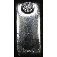 Perth Mint Silver Twenty Ounce Cast Ingot 99.9% Pure