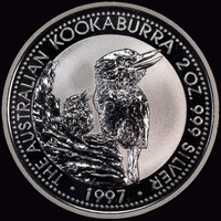 1997 Silver Two Ounce Kookaburra Specimen Coin