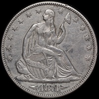 USA 1874 Silver Half Dollar - Liberty Seated  good VF