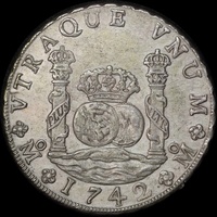 Mexico 1742 Silver 8 Reales KM# 103 about Unc