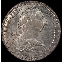Mexico 1786 Silver 8 Reales KM# 106.2a good EF
