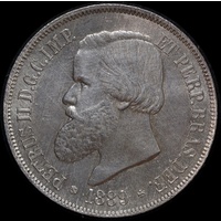 Brazil 1889 Silver 2,000 Reis KM# 485 Uncirculated