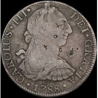 Mexico 1788 Silver 8 Reales KM# 106.2a Numerous chopmarks about VF