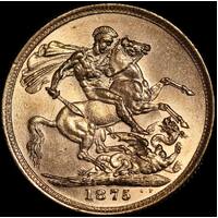 1875 Sydney Mint Young Head Sovereign about Unc