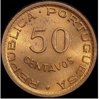 Timor 1970 Bronze 50 Centavos KM#18 Uncirculated
